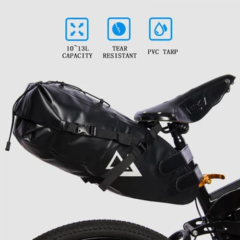 Седельная чанта Bikepacking 13L Голямата голям Мотор седельная чанта от водоустойчив PVC, Аксесоари за колоездене, чанта за багажник на Велосипеда