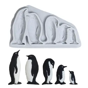 Силиконови Форми за шоколадови бонбони, Незалепваща Форма за кубчета лед с пингвини, 3D тава за кубчета лед с пингвини забавна форма За кубчета лед и бонбони