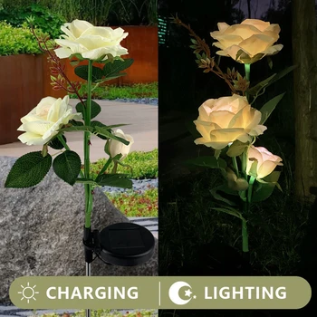 Слънчев цвете, лампа, лампа във формата на Рози, led слънчева светлина за украса на градината, Водоустойчив Градинска ландшафтна лампа за тревата във вътрешния двор