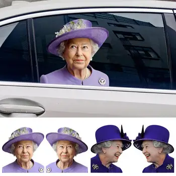 Стикер за автомобил на кралица Елизабет, Кралската портретна стикер за превозни средства, Забавен стикер на прозореца на колата на Кралица Елизабет, лепенки за прозорци на коли