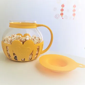 Стъклена Микровълнова печка за приготвяне на пуканки с двойно функционален капак, 3 Кв. Висококачествени Кухненски Прости инструменти направи си САМ Make Popcorn pot with fun cook