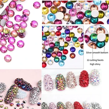 Супер блестящи кристали ярки цветове, кристали и Стъклени кристали, без поправки Flatback за декорация на нокти