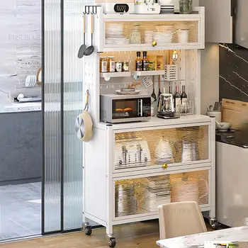 Съвременни творчески кухненски шкафове, Домашна Кухненски мебели, Многослоен шкаф за съхранение от пода до тавана, Стойка за съдове количка B