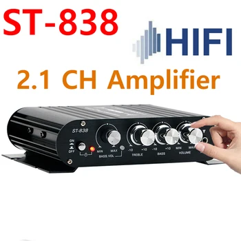 Усилвател на звука HIFI с 2.1-Канален Стерео Бас Аудиоусилитель RMS 20Wx2 + 40 W Клас D Мини-media player MP3 Черен Алуминий