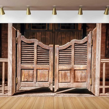 Фон за Снимки Салуна на Стария Запад Дървена врата на Конюшнята Западен Долнопробен дървена къща Ретро декор бара на Дивия Запад