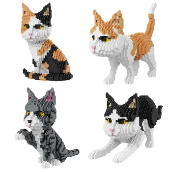 Balody Сладък cartoony котка, строителни блокове с животни, креативна диамант модел черна котка, тухли, забавни играчки за деца, подаръци за момичета
