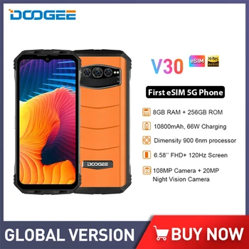DOOGEE V30 6,58 Инча dimo 5G Трайни Мобилни Телефони, 8 GB 256 GB 65 W Бързо Зареждане на Смартфони за Нощно виждане 10800 ма Телефони NFC Global