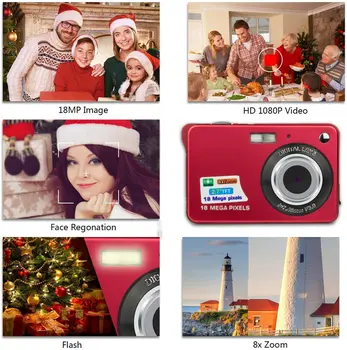 HD Mini Digital Camera18mp 2,7 инча Насочете и снимайте за деца, ученици, начинаещи-Подаръци за рожден Ден, коледа, Коледни подаръци, по-Евтин фотоапарат, видео Камера