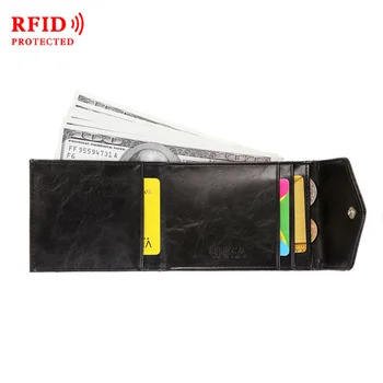 RFID Противоугонный Мъжки Портфейл Zero Творчески Калъф За Визитни Картички ID на Притежателя на Кредитната Карта Ретро Модел на Ключалката на Чантата си Стяга За Банкноти