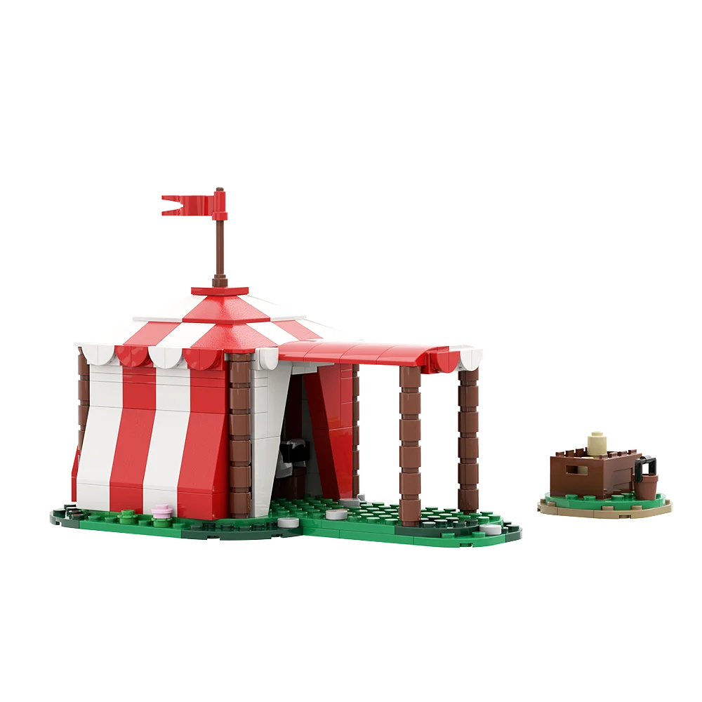 MOC Средновековни Военни Къмпинг палатки, набор от градивни елементи, Модел палатки Knightss, Обучение тухлени играчки за деца, подарък за рожден Ден за деца - 0