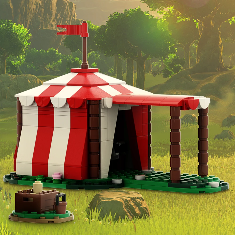 MOC Средновековни Военни Къмпинг палатки, набор от градивни елементи, Модел палатки Knightss, Обучение тухлени играчки за деца, подарък за рожден Ден за деца - 1