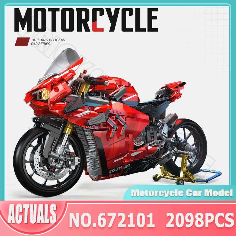 Panlos Тухлена Мотоциклет Модел Автомобил 672101 Високотехнологичен MOC City Racing V4S вашия мотор градивните елементи на Играчки За Детски Подаръци - 0
