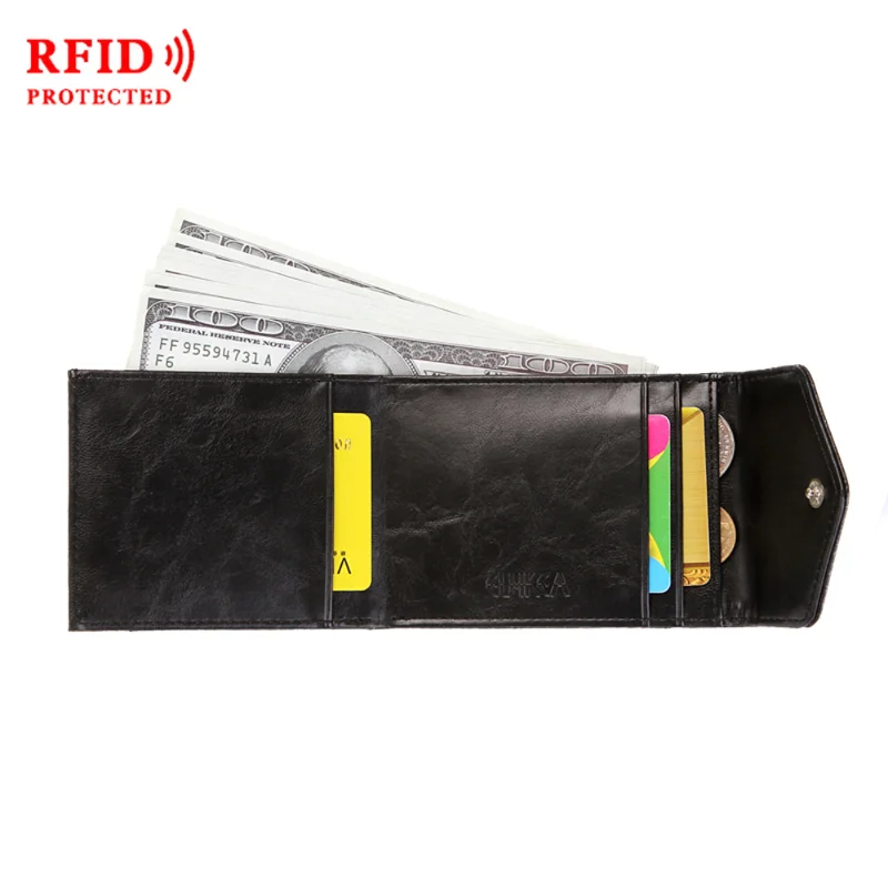 RFID Противоугонный Мъжки Портфейл Zero Творчески Калъф За Визитни Картички ID на Притежателя на Кредитната Карта Ретро Модел на Ключалката на Чантата си Стяга За Банкноти - 0