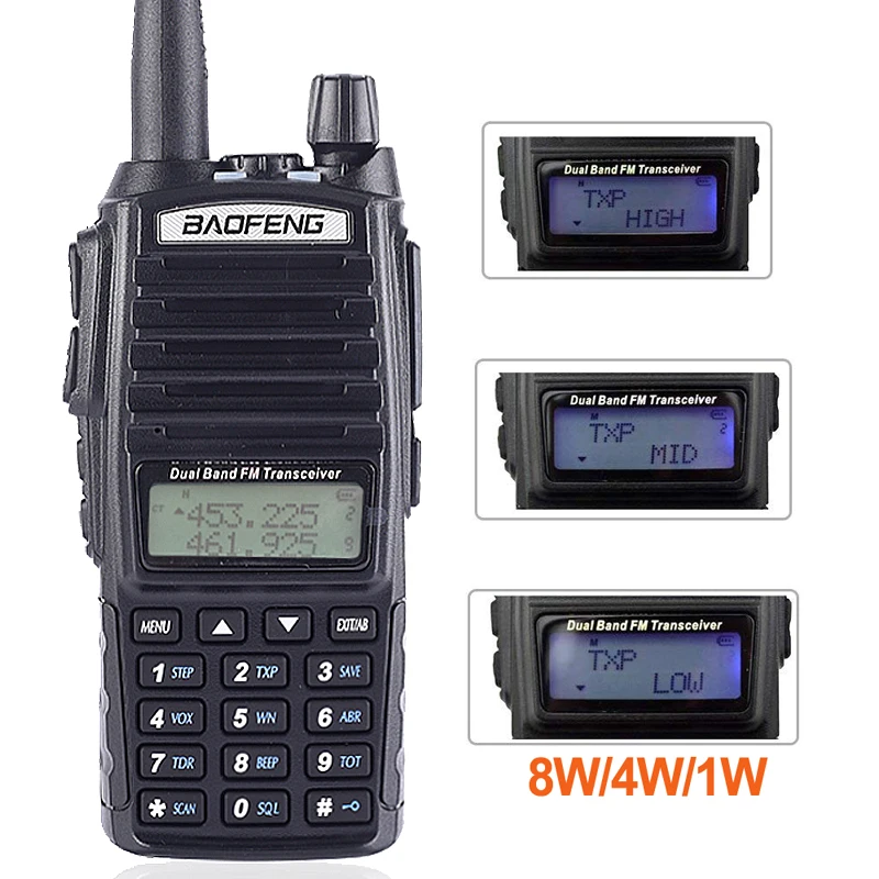 UV-82 baofeng Радио 2 бр. Преносима радиостанция двойна лента КВ Радиостанцията Висока Мощност 8 W 2Way Междугороднее радио е по-добре от UV-10R UV-5R - 1