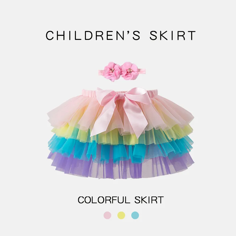 Бебешка рокля-пакетче, рокля до половината от дължината за момичета, Детски панталони от полипропилен, къса пола от мрежа за бебета, розова пола, пола-пакетче - 0