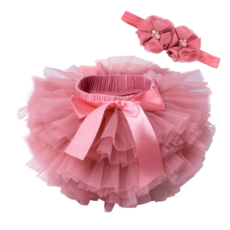 Бебешка рокля-пакетче, рокля до половината от дължината за момичета, Детски панталони от полипропилен, къса пола от мрежа за бебета, розова пола, пола-пакетче - 2