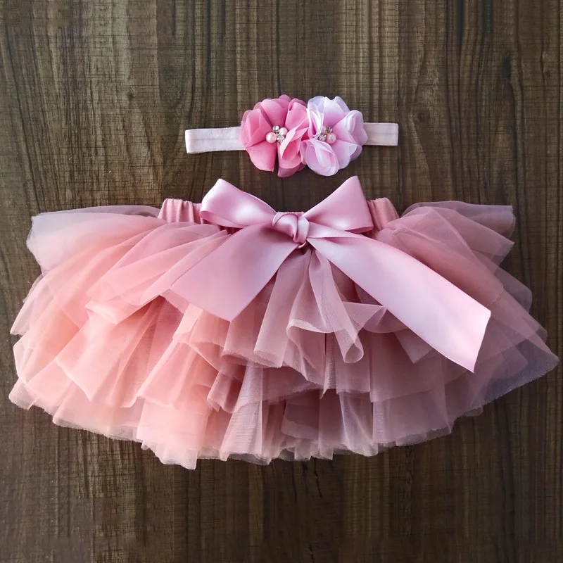 Бебешка рокля-пакетче, рокля до половината от дължината за момичета, Детски панталони от полипропилен, къса пола от мрежа за бебета, розова пола, пола-пакетче - 3