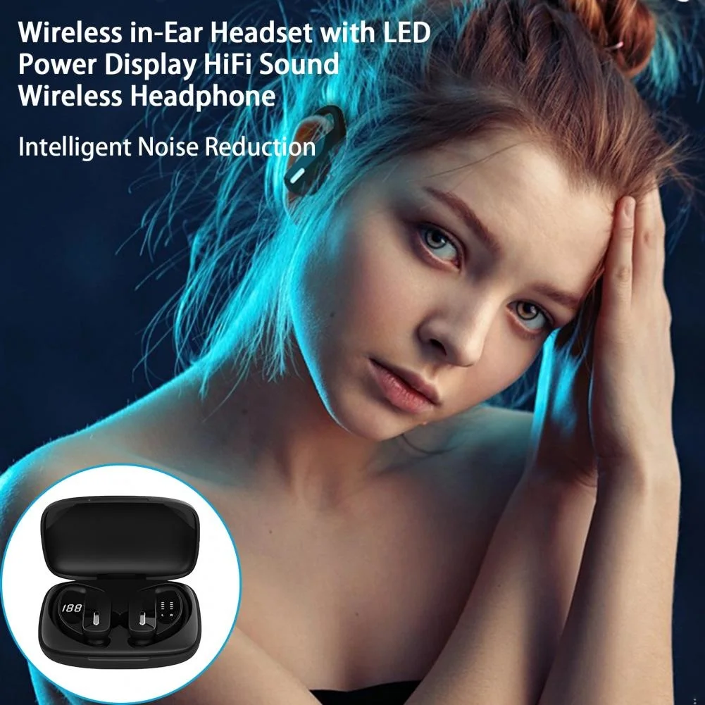Безжични Bluetooth Слушалки С 5,0 Заушником, Слот за Слушалки TWS, Музикални Слушалки с микрофон с Дълбок Бас, с Микрофон IPX5, Водоустойчива Спортна Слушалки За Упражнения - 2