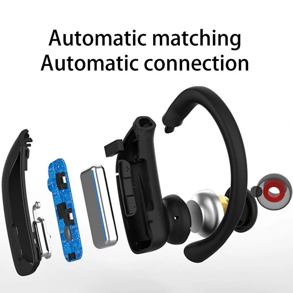 Безжични Bluetooth Слушалки С 5,0 Заушником, Слот за Слушалки TWS, Музикални Слушалки с микрофон с Дълбок Бас, с Микрофон IPX5, Водоустойчива Спортна Слушалки За Упражнения - 5