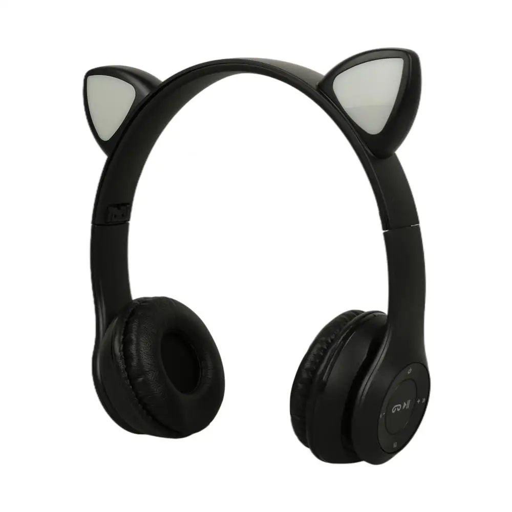 Безжични слушалки за игри на слушалки с кошачьими уши, светещи каски, сладки спортни, музикални слушалки за деца, подаръци за момичета - 0