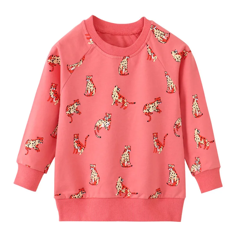 Блузи с животни за момичета на есен-пролет, Детски дрехи, зимни спортни тениски с анимационни герои, детски костюм - 0