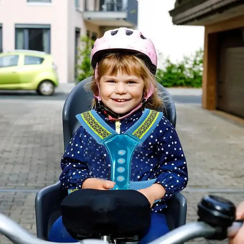 Детска Мотоциклетът Шлейка, Регулируем Велосипедна шлейка за безопасност за деца, Отразяващи Дишащи презрамки сигурност за пътници, Защита от падане - 3