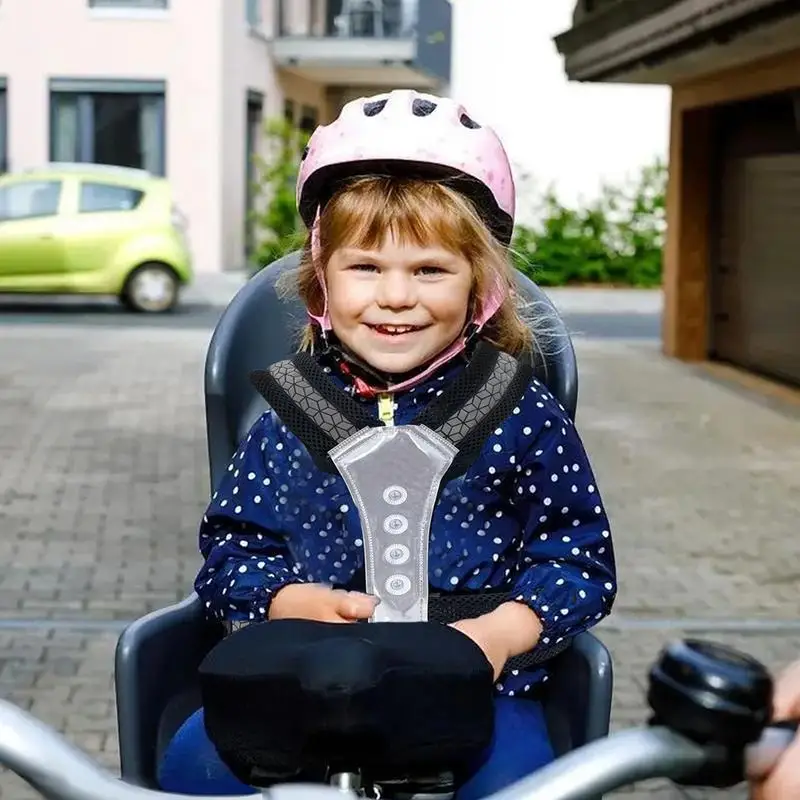 Детска Мотоциклетът Шлейка, Регулируем Велосипедна шлейка за безопасност за деца, Отразяващи Дишащи презрамки сигурност за пътници, Защита от падане - 4