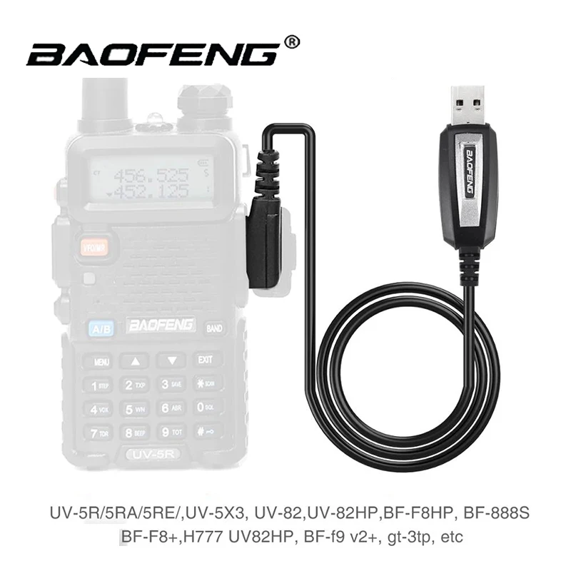 Кабел за програмиране на радиостанции Baofeng Уоки Токи UV-5R UV 5R Bf-888S UV-82 USB кабел GT-3 GT-3TP UV-5RTP UV-13 Pro TG-UV2 UV-S9 - 0