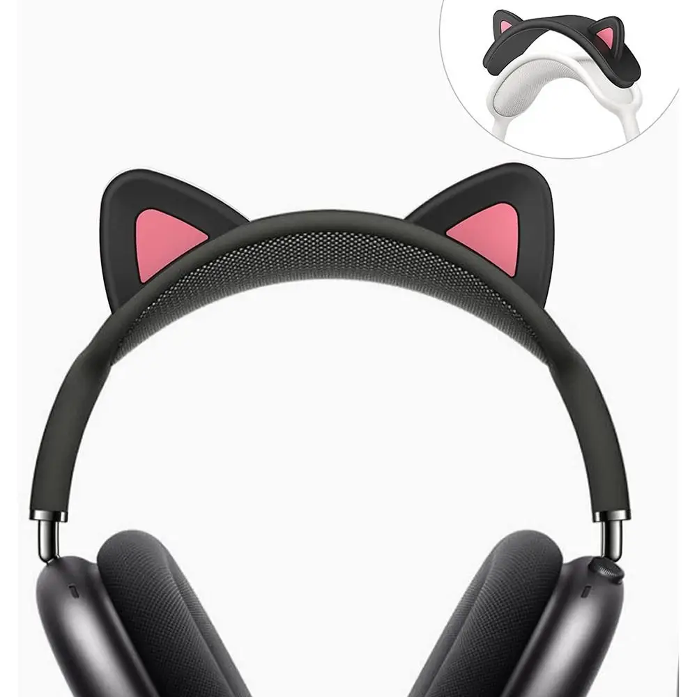 Калъф за носене на главата с мили кошачьими уши Мек силиконов калъф на главата за слушалки Съвместими с AirPods Max - 0