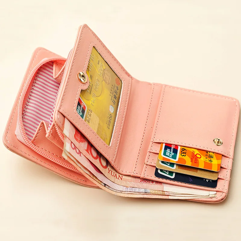 Нов женски кратък портфейл с цип под формата на хубава котка, чанта за няколко карти, портфейл за монети - 2