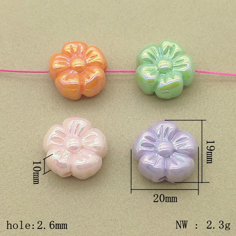 Нов прием! 20 мм, 100 бр., UV/ефект сияния, твърди мъниста във формата на цвете за колиета от ръчно изработени детайли 