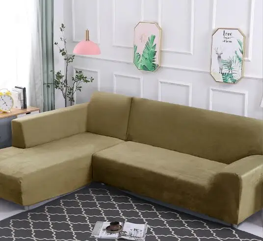 Обикновен еластичен калъф за диван L-образна форма, комбиниран калъф за дивана, калъф за дивана q896-01-13 - 2