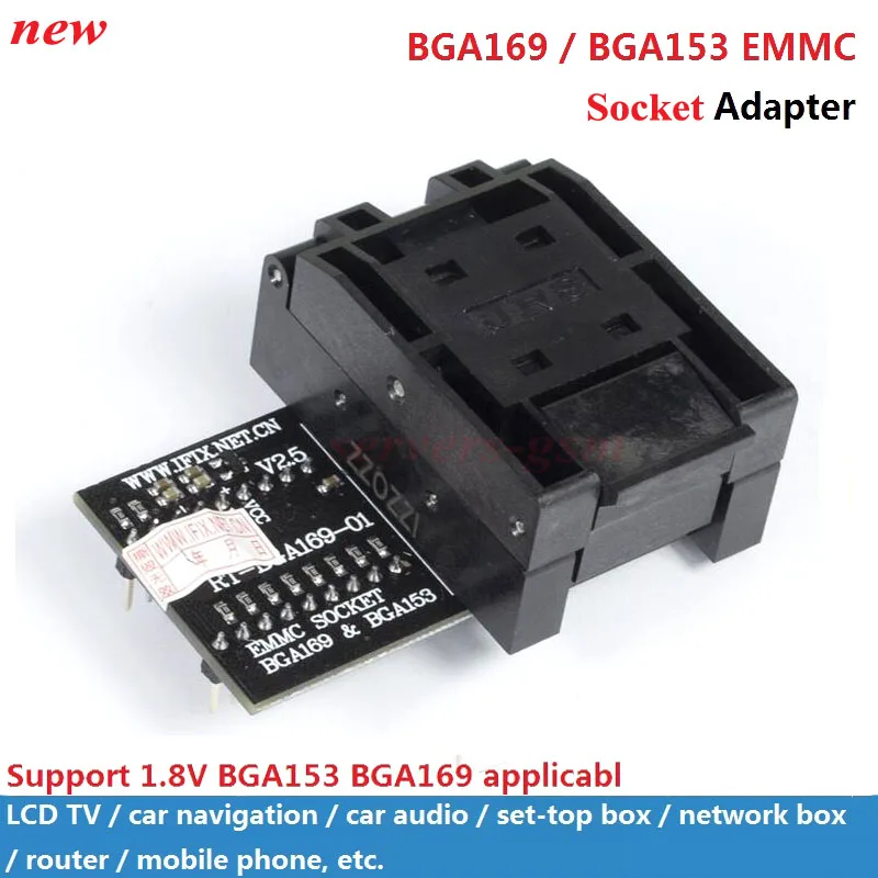 Оригинален нов адаптер за контакта RT-BGA169-01 BGA169 & 153 EMMC V2.5 с 4шт BGA-ограничител за программатора RT809H - 1