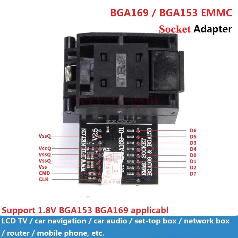 Оригинален нов адаптер за контакта RT-BGA169-01 BGA169 & 153 EMMC V2.5 с 4шт BGA-ограничител за программатора RT809H - 4