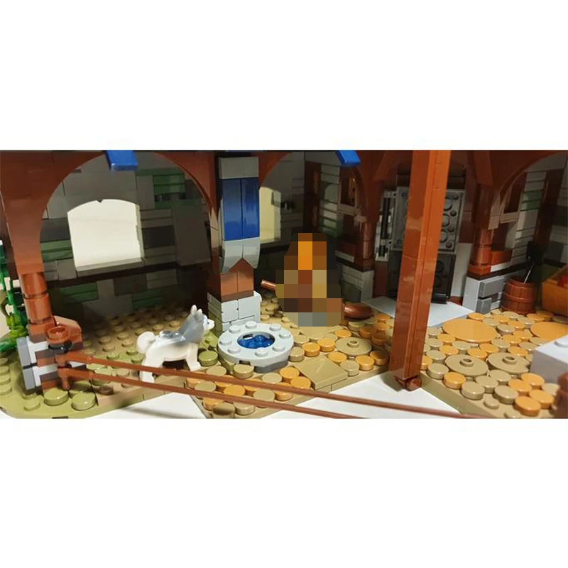 Серия от Street View MOC-94636 Средновековни конюшни, събиране на строителни блокове, експерти, образователни пъзели висока сложност, тухлени играчки, подаръци - 5