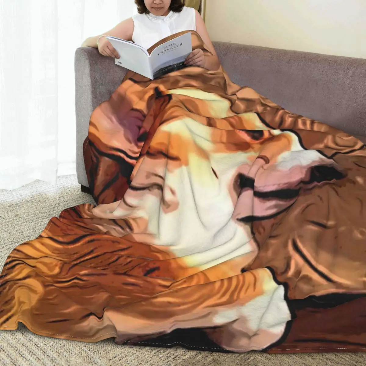 Сънливи Трикольор флисовое одеяло Corgi от ультрамягкого микро-руно, Модерен Преносим хубав Подарък, защита от запълване - 1