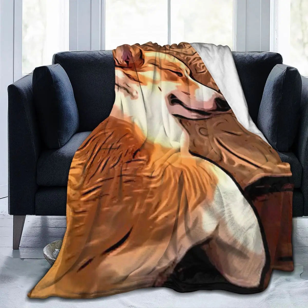 Сънливи Трикольор флисовое одеяло Corgi от ультрамягкого микро-руно, Модерен Преносим хубав Подарък, защита от запълване - 2