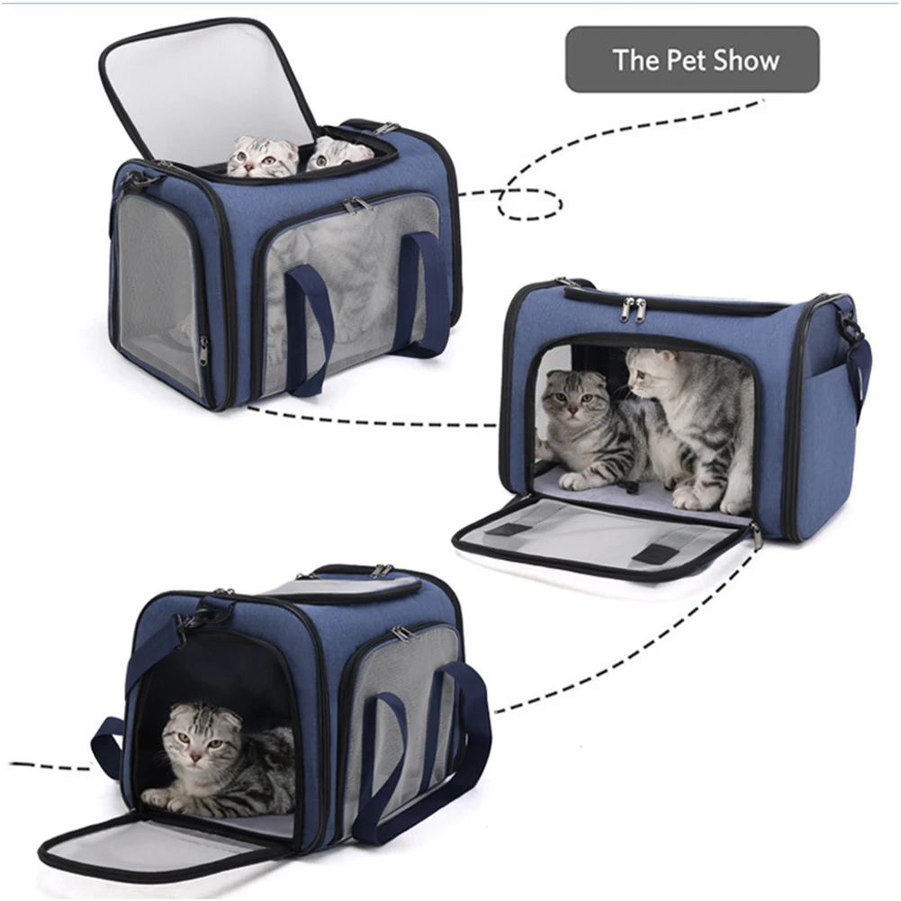Чанта-переноска за домашни котки, по-Голямата голям чанта за пътуване, Сгъваема Дишаща Преносима Креативна Многофункционална чанта за домашни любимци - 1