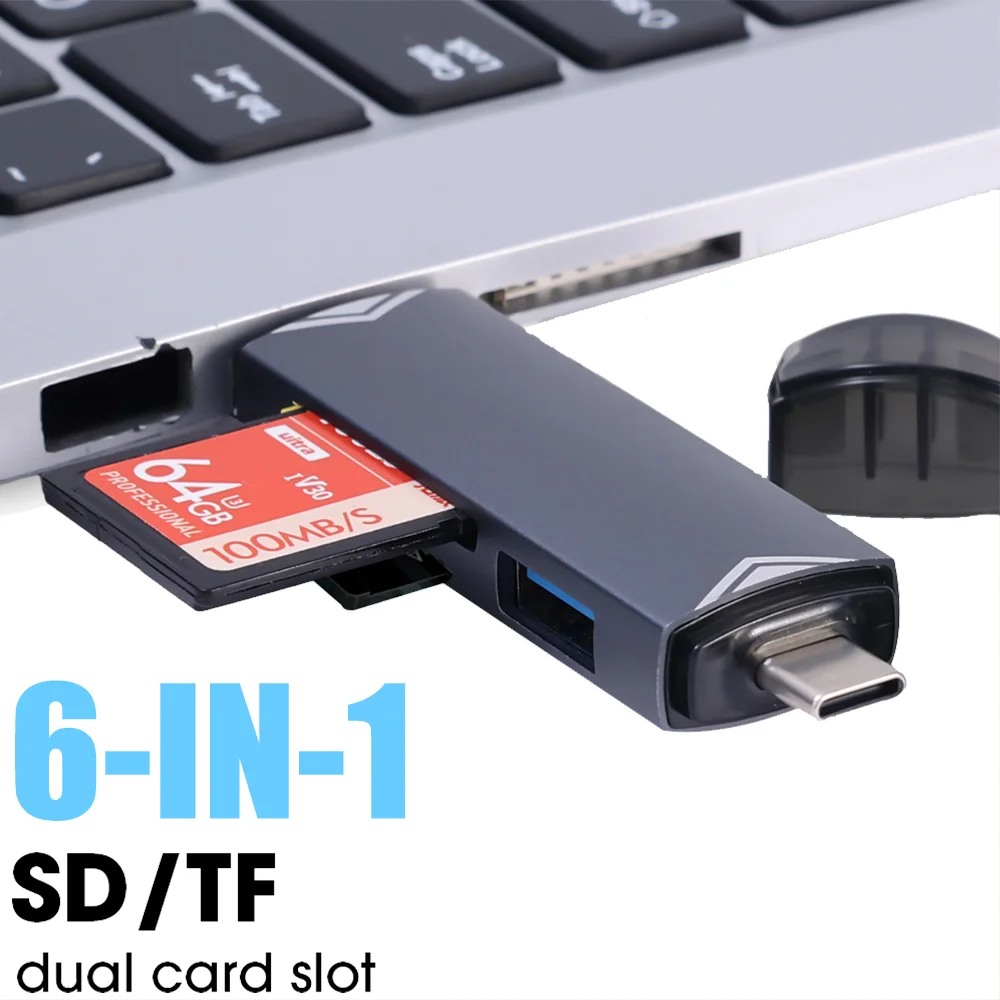 Четец на карти памет, USB Type-C Micro SD Card Reader Type-C КЪМ USB OTG Адаптер 2TB Smart Cardreader за вашия КОМПЮТЪР, Лаптоп, Смартфон, Аксесоари - 0