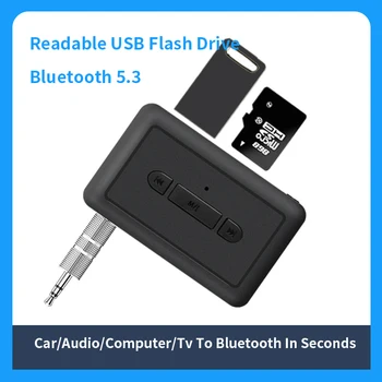 Безжичен адаптер приемник-предавател 2 в 1 Bluetooth 5.3 с жак 3,5 мм Аудиоадаптер за автомобилни Аудио, музика, слушалки, 