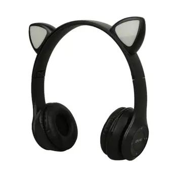 Безжични слушалки за игри на слушалки с кошачьими уши, светещи каски, сладки спортни, музикални слушалки за деца, подаръци за момичета