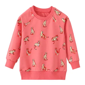 Блузи с животни за момичета на есен-пролет, Детски дрехи, зимни спортни тениски с анимационни герои, детски костюм