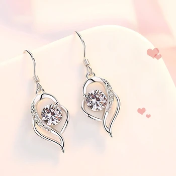 В Корея има си сребърни обеци 925 проба в сърцето, модни обеци Advanced Sense за жени, бижута