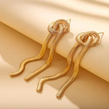 Висококачествени Елегантни Дамски обеци с пискюли на дълга верига, Преувеличени атмосферни Луксозни Модни универсални обеци