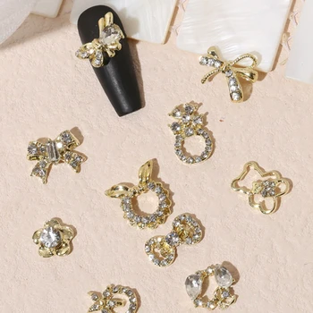 Декорации за нокти, пълен с диамант, 3D Метална сплав, Аксесоари за нокти 