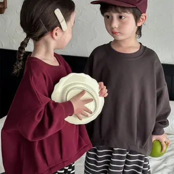 Детска есен облекло 2023 г., Нова есенна мода, hoody с дълъг ръкав за малки момчета и момичета, върхове с кръгло деколте, корейската детски дрехи