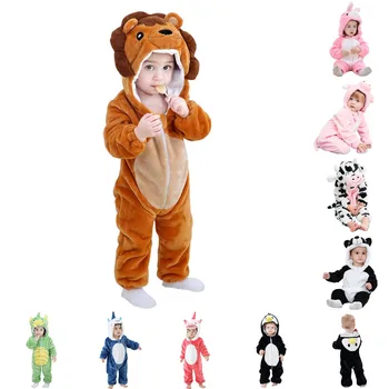 Детски Гащеризон от фланела с изображение на Мечка и Панди, Пижами на Хелоуин За малки момчета и момичета, Костюми на животни, Детски гащеризон, Екипировки Кигуруми