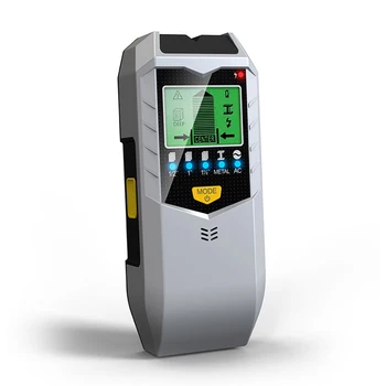 Електронен детектор 5 В 1, лесен ръчно монтиране на скенер, LCD дигитален тестер за метал с подсветка, жълто, черно