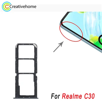 За телефон Realme C30 Тава за две SIM карти + Адаптер за тавата за карти Micro SD