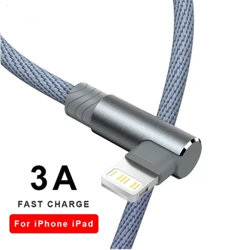 кабел за пренос на данни 3 м Lead Origin Дълга Тел 90 Градуса Бързо Зареждане на USB Кабел За iPhone 14 13 12 11 Pro X XR Xs Max 6 6s 7 8 Plus iPad